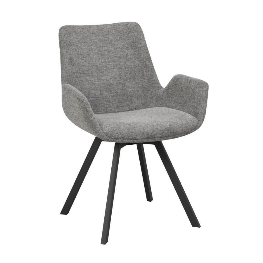 ROWICO Norwell drejestol, m. armln - gr stof og sort metal