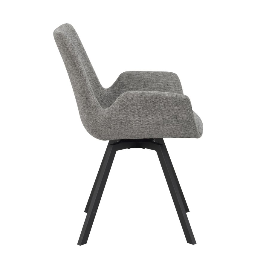 ROWICO Norwell drejestol, m. armln - gr stof og sort metal