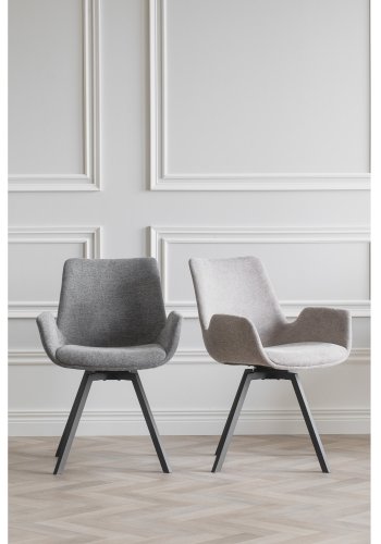 ROWICO Norwell drejestol, m. armln - gr stof og sort metal