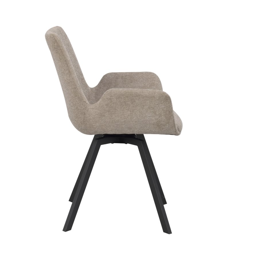 ROWICO Norwell drejestol, m. armln - beige stof og sort metal
