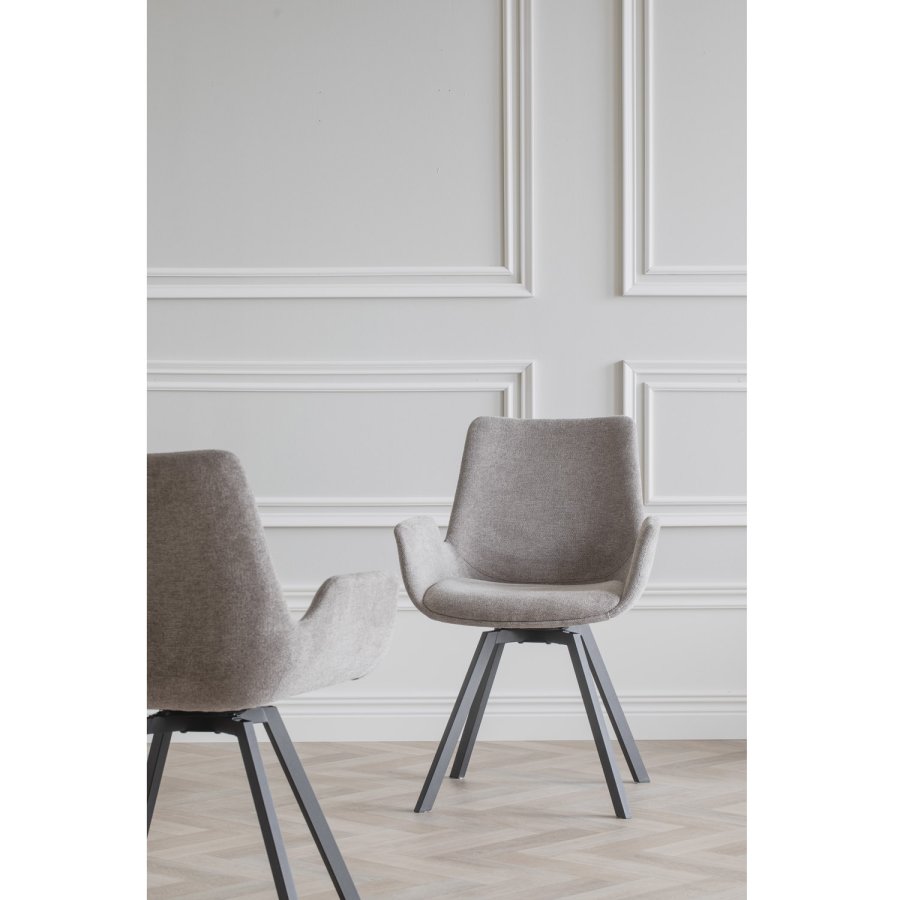 ROWICO Norwell drejestol, m. armln - beige stof og sort metal