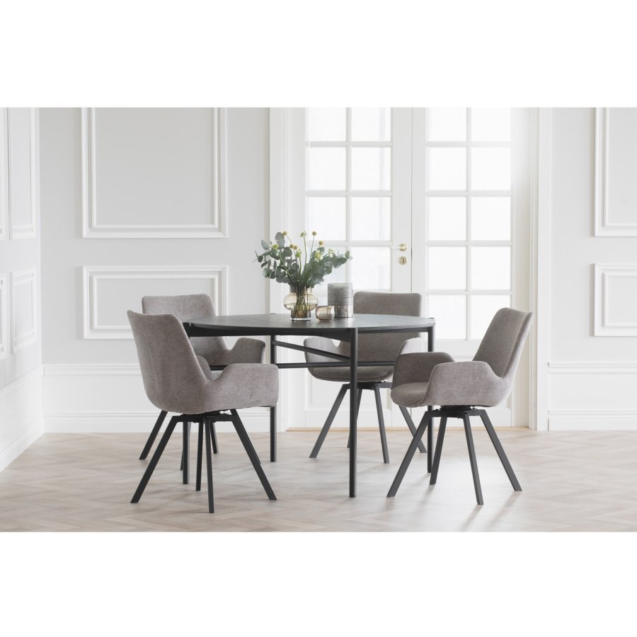 ROWICO Norwell drejestol, m. armln - beige stof og sort metal