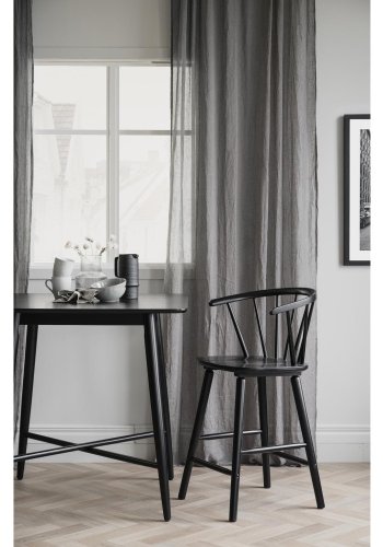 ROWICO Lotta barbord, kvadratisk - sort asketrsfiner og gummitr (90x90)