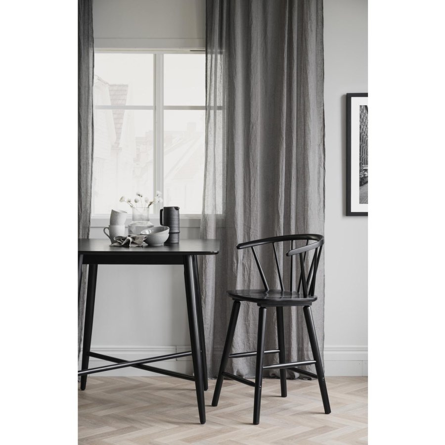 ROWICO Lotta barbord, kvadratisk - sort asketrsfiner og gummitr (90x90)