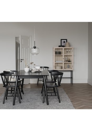 ROWICO Lotta spisebord - sort asketrsfiner og gummitr (180x90)