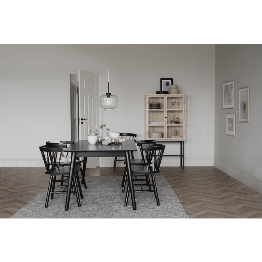 ROWICO Lotta spisebord - sort asketrsfiner og gummitr (180x90)