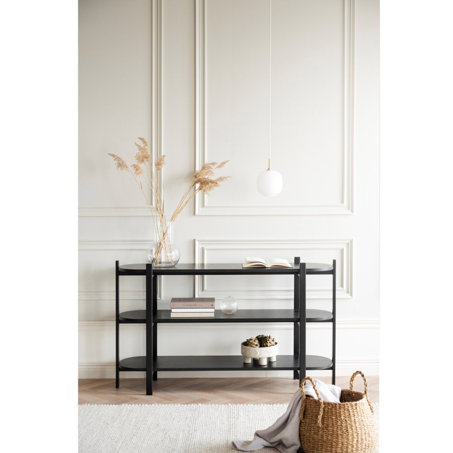 ROWICO Tolsona konsolbord, m. 2 hylder - sort egefinér og eg (140x39)