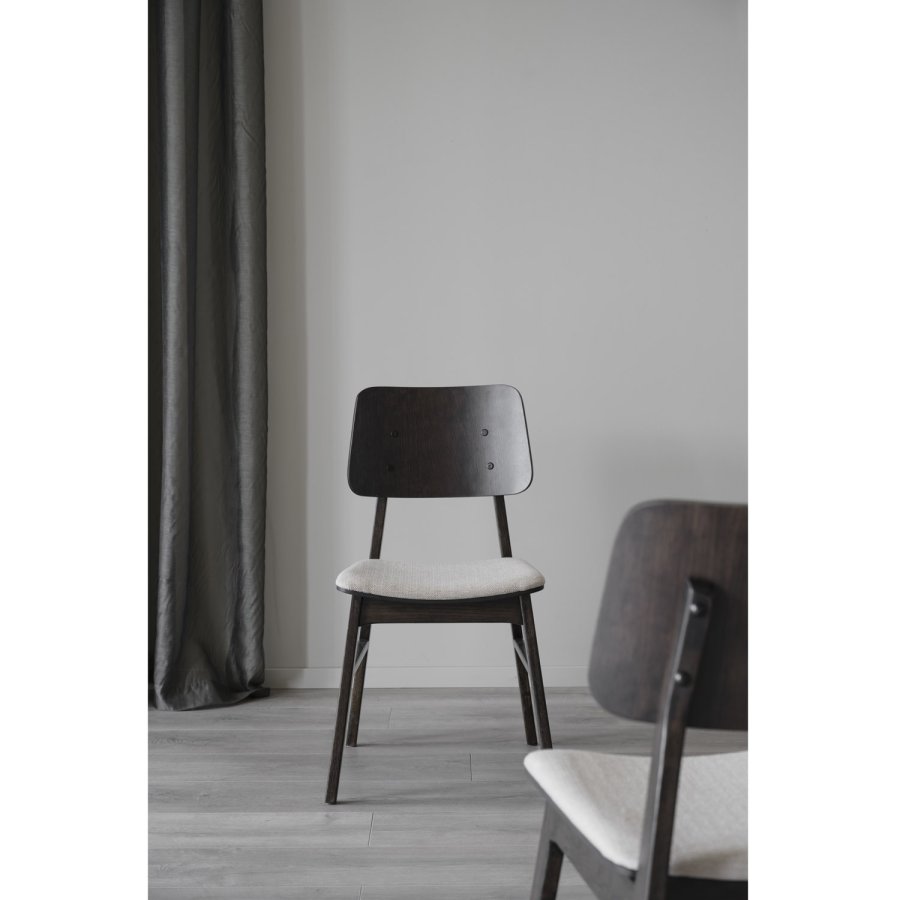 ROWICO Nagano spisebordsstol - beige stof og brun egefiner/egetr