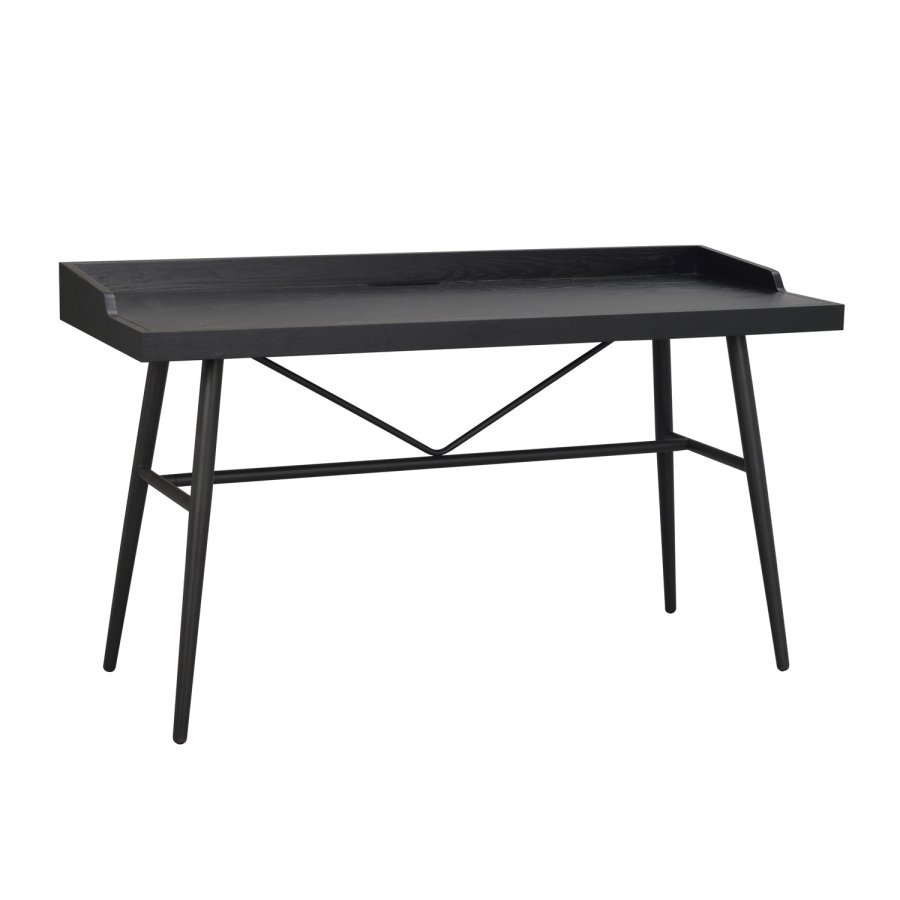 ROWICO Springdale skrivebord - sort asketrsfiner og sort metal (140x55)