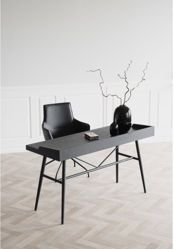 ROWICO Springdale skrivebord - sort asketrsfiner og sort metal (140x55)