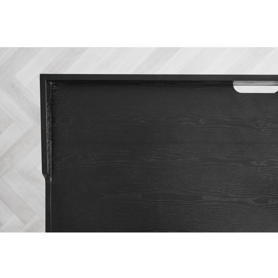 ROWICO Springdale skrivebord - sort asketrsfiner og sort metal (140x55)