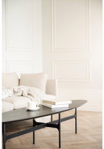 ROWICO Colton sofabord, oval - sort askefinér og sort metal (180x50)