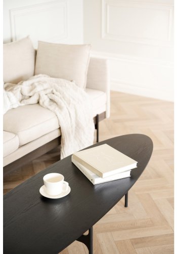 ROWICO Colton sofabord, oval - sort askefinér og sort metal (180x50)