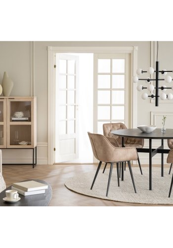 ROWICO Colton sofabord, oval - sort askefinér og sort metal (180x50)