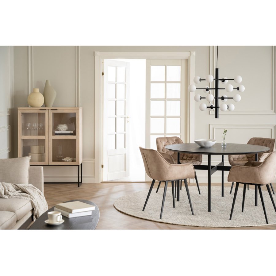 ROWICO Colton sofabord, oval - sort askefinér og sort metal (180x50)