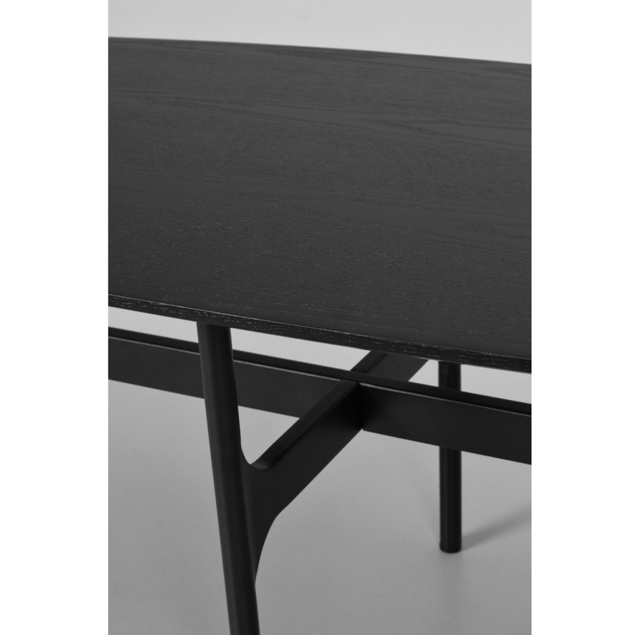 ROWICO Colton sofabord, oval - sort askefinér og sort metal (180x50)