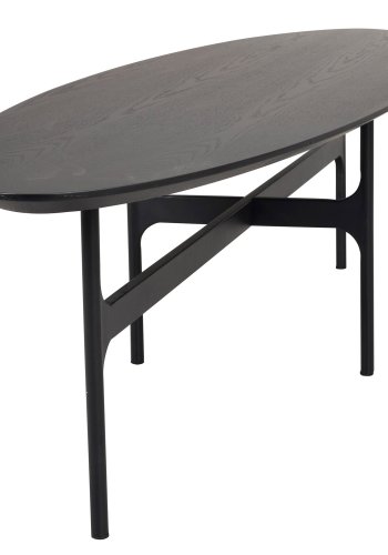 ROWICO Colton sofabord, oval - sort askefinér og sort metal (180x50)