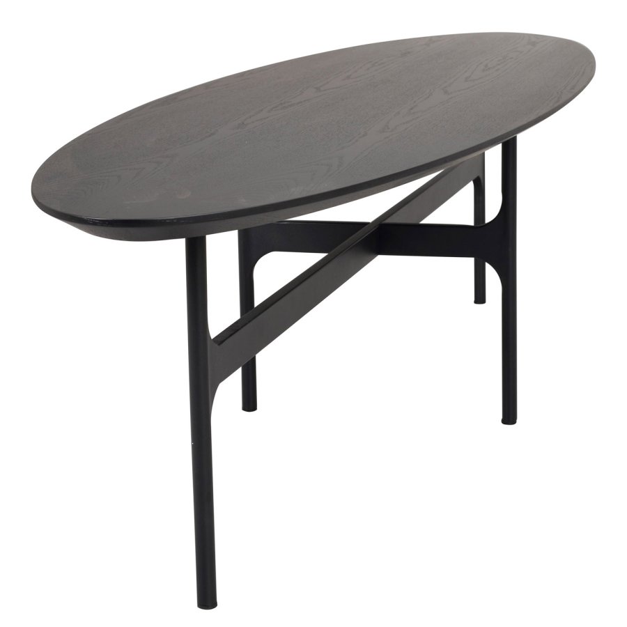 ROWICO Colton sofabord, oval - sort askefinér og sort metal (180x50)