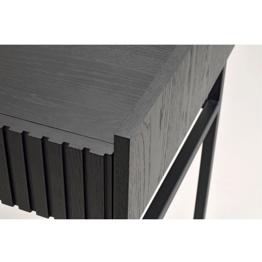 ROWICO Halifax skrivebord, m. 2 skuffer - sort egefinér, eg og metal (120x61)