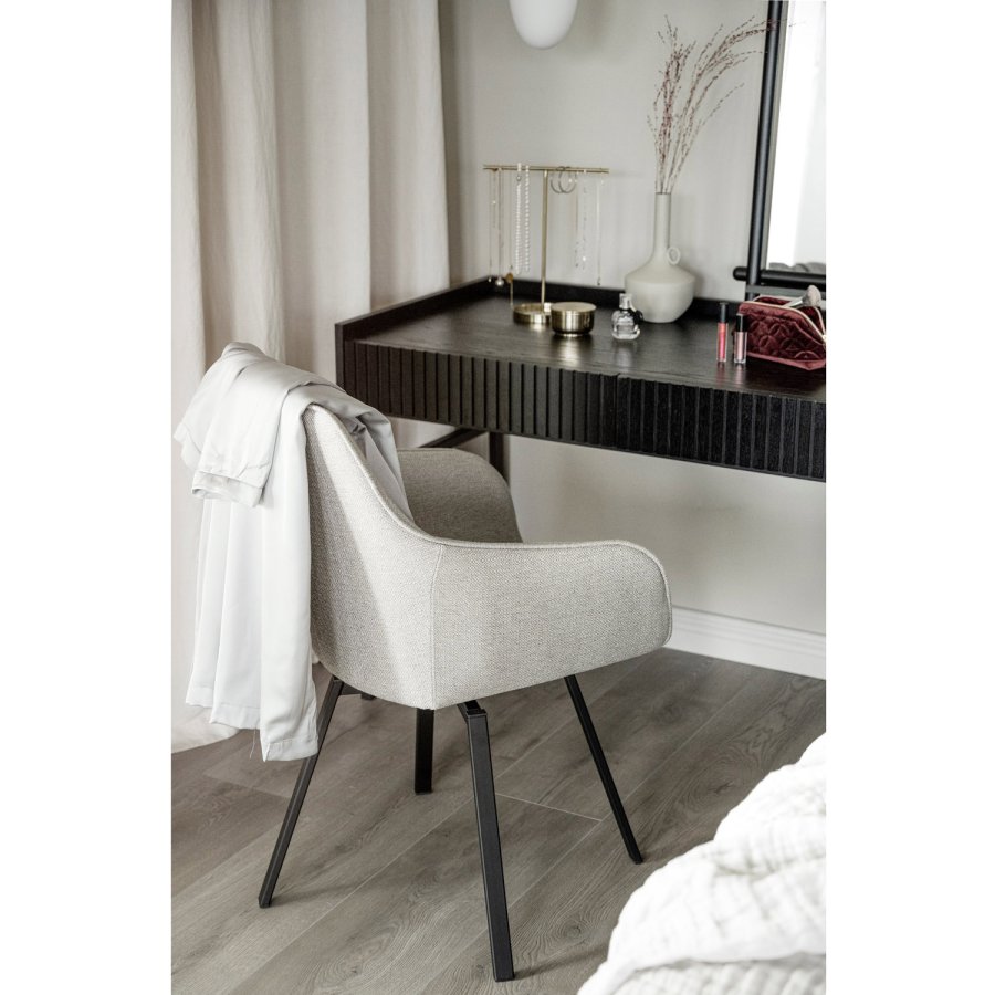 ROWICO Halifax skrivebord, m. 2 skuffer - sort egefinér, eg og metal (120x61)