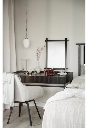 ROWICO Halifax skrivebord, m. 2 skuffer - sort egefinér, eg og metal (120x61)