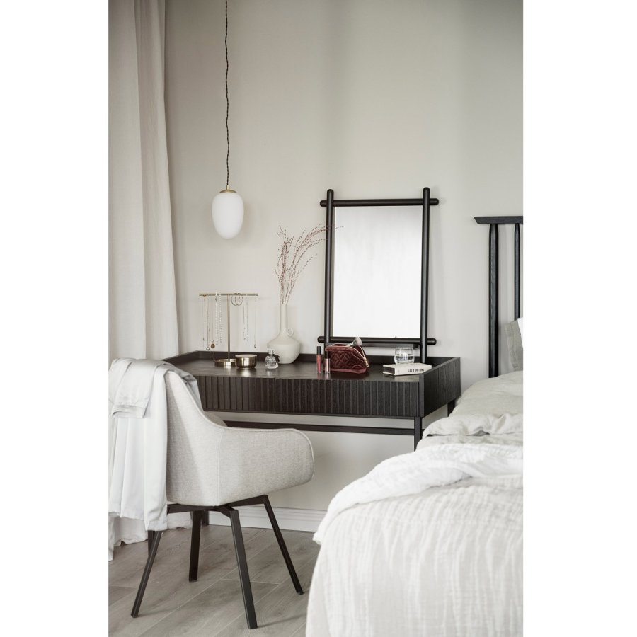 ROWICO Halifax skrivebord, m. 2 skuffer - sort egefinér, eg og metal (120x61)