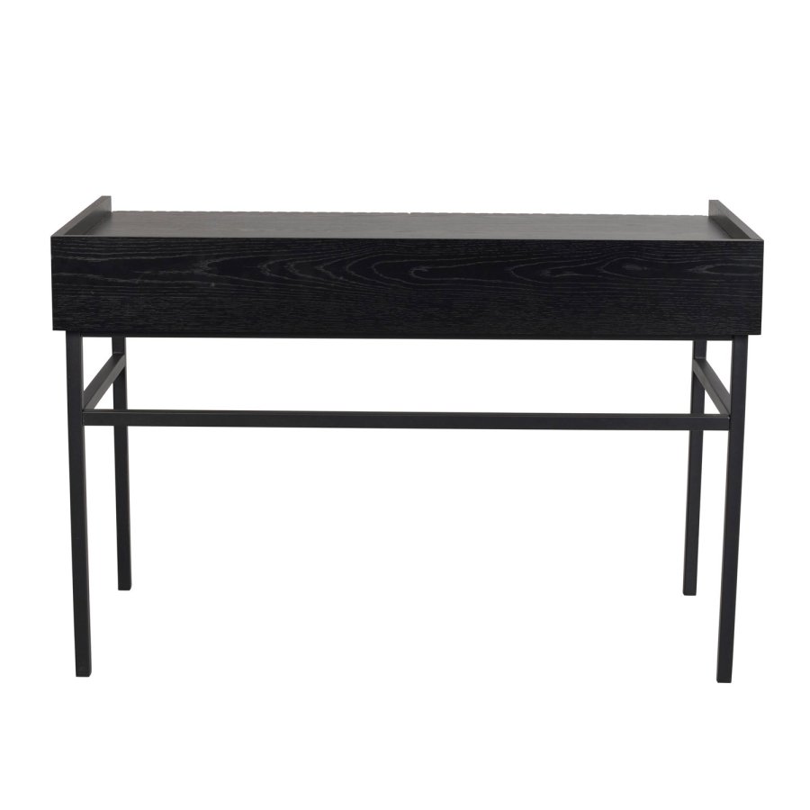 ROWICO Halifax skrivebord, m. 2 skuffer - sort egefinér, eg og metal (120x61)