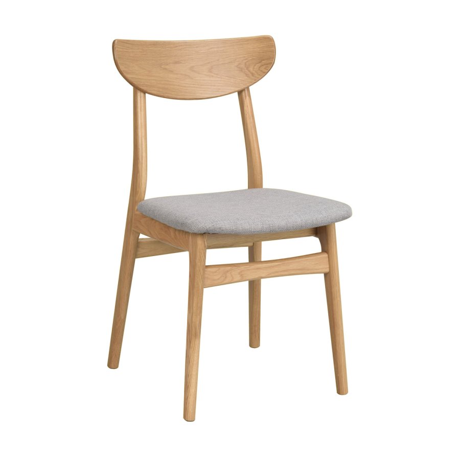 ROWICO Rodham spisebordsstol - lysegr polyester og natur egetr
