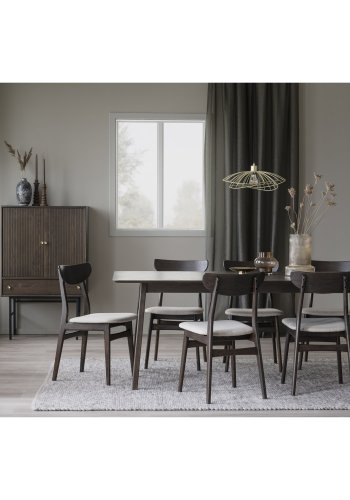 ROWICO Rodham spisebordsstol - beige stof og brun egetr