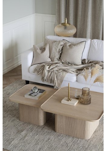 ROWICO Sullivan sofabord, kvadratisk - hvidpigmenteret egetrsfiner og egetr (80x80)