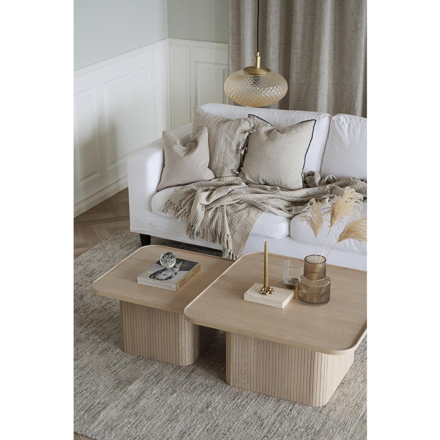 ROWICO Sullivan sofabord, kvadratisk - hvidpigmenteret egetrsfiner og egetr (80x80)