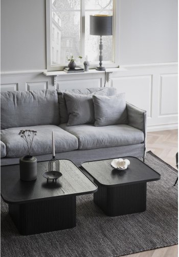 ROWICO Sullivan sofabord, kvadratisk - sort egetrsfiner og egetr (80x80)