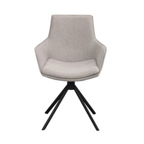 ROWICO Lowell spisebordsstol, m. armln og drejefod - gr polypropylen og sort metal