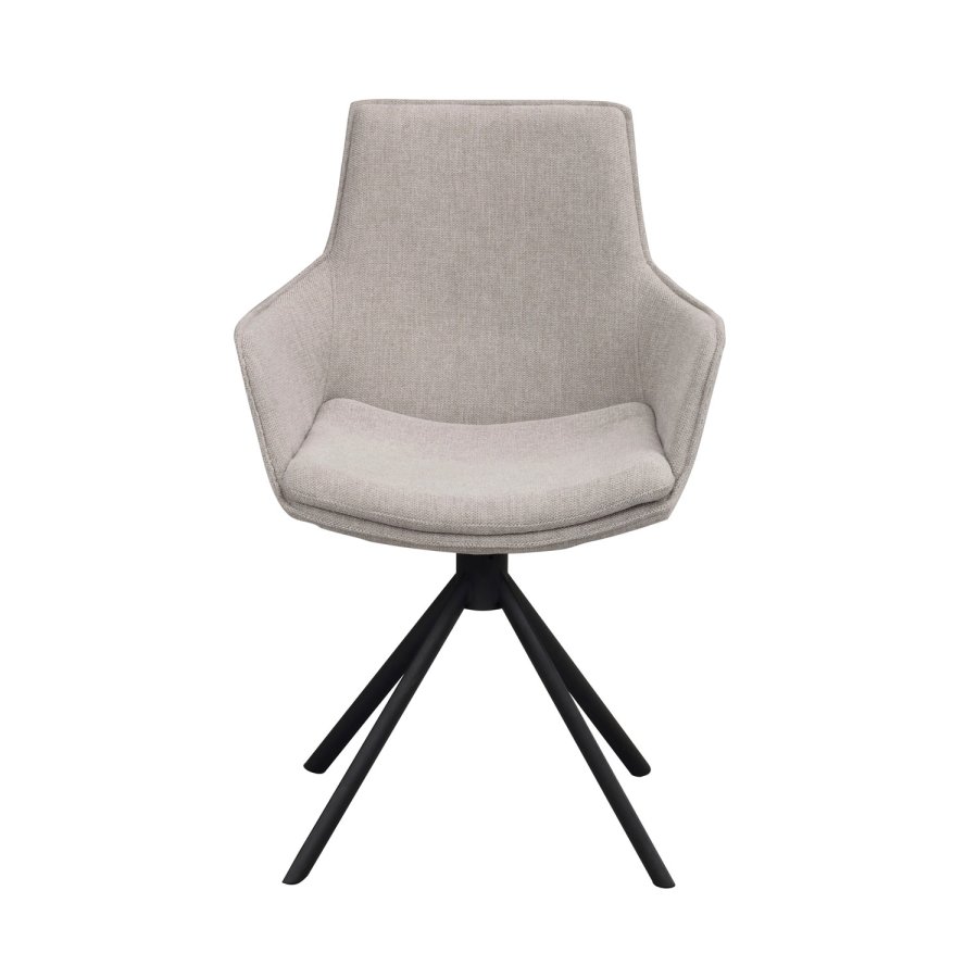 ROWICO Lowell spisebordsstol, m. armln og drejefod - gr polypropylen og sort metal