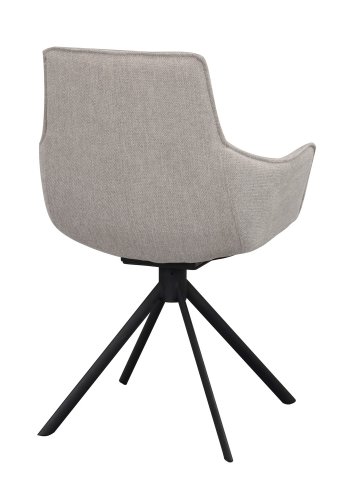 ROWICO Lowell spisebordsstol, m. armln og drejefod - gr polypropylen og sort metal