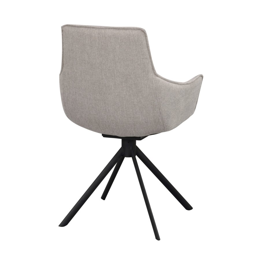 ROWICO Lowell spisebordsstol, m. armln og drejefod - gr polypropylen og sort metal