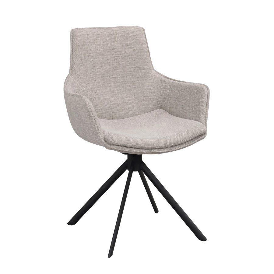 ROWICO Lowell spisebordsstol, m. armln og drejefod - gr polypropylen og sort metal