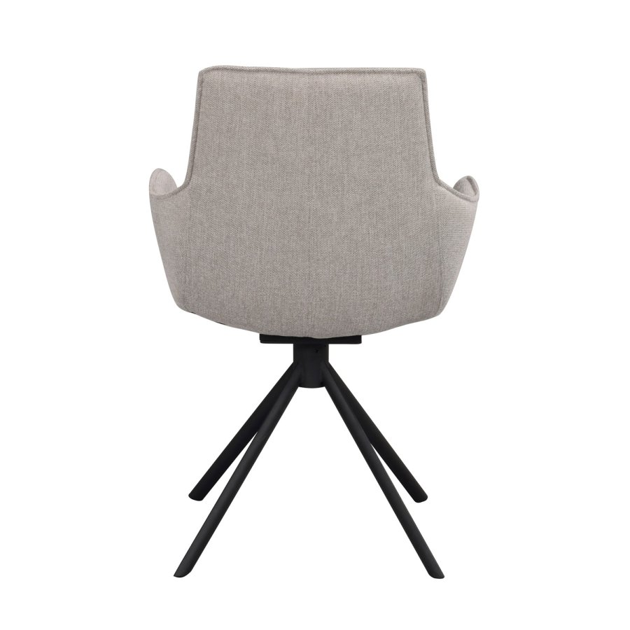 ROWICO Lowell spisebordsstol, m. armln og drejefod - gr polypropylen og sort metal