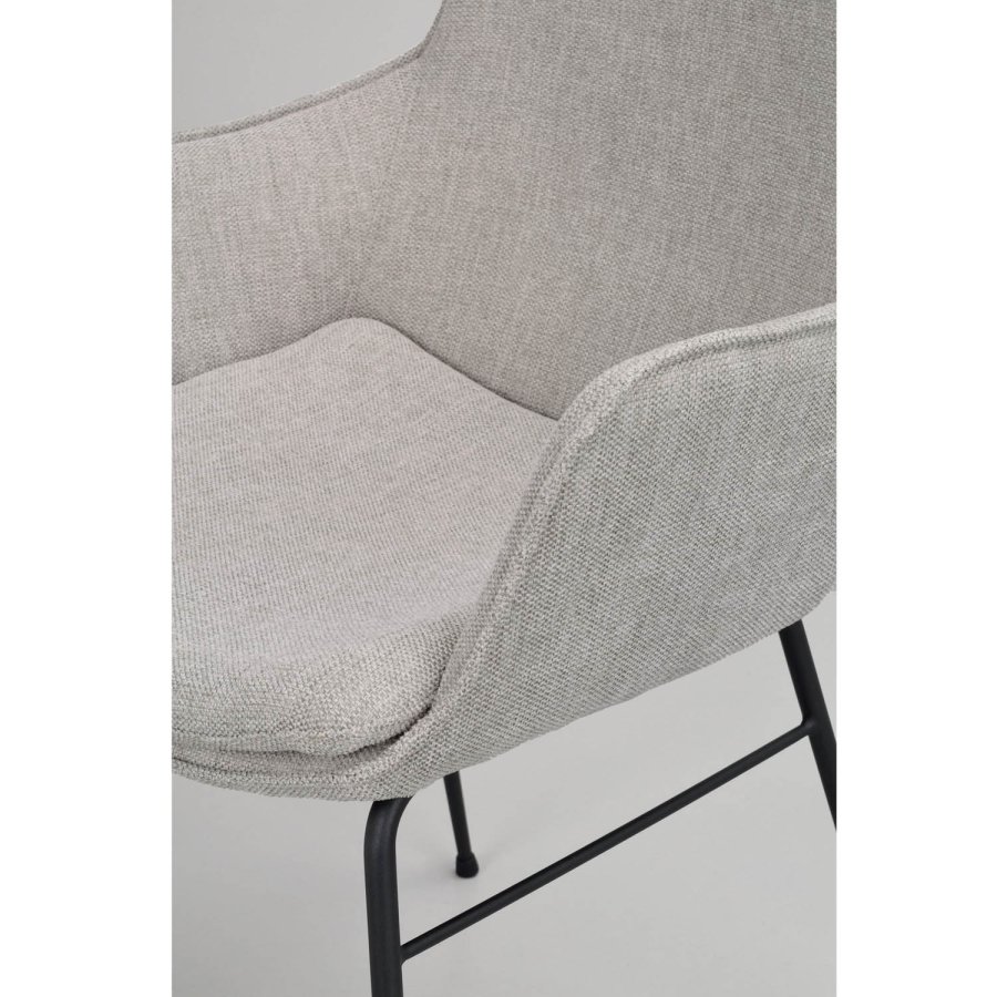 ROWICO Lowell spisebordsstol, m. armln - gr polypropylen og sort metal