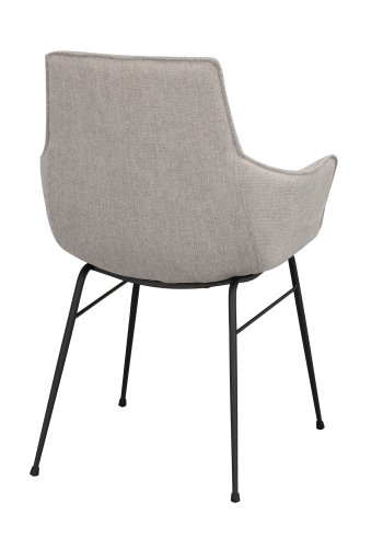 ROWICO Lowell spisebordsstol, m. armln - gr polypropylen og sort metal