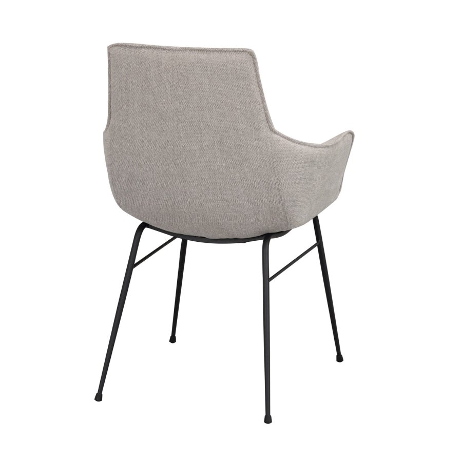 ROWICO Lowell spisebordsstol, m. armln - gr polypropylen og sort metal