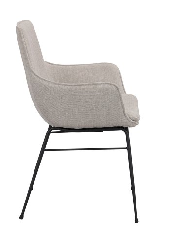 ROWICO Lowell spisebordsstol, m. armln - gr polypropylen og sort metal