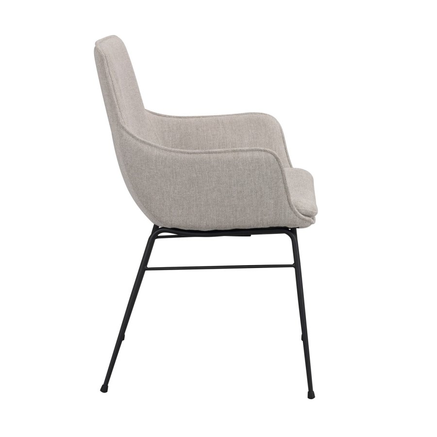 ROWICO Lowell spisebordsstol, m. armln - gr polypropylen og sort metal