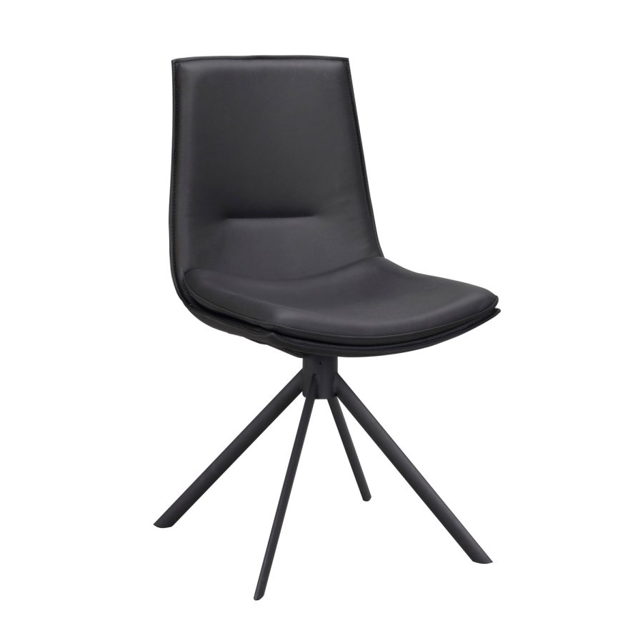 ROWICO Lowell spisebordsstol, m. drejefod - sort lder og sort metal