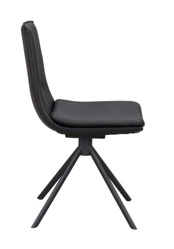 ROWICO Lowell spisebordsstol, m. drejefod - sort lder og sort metal