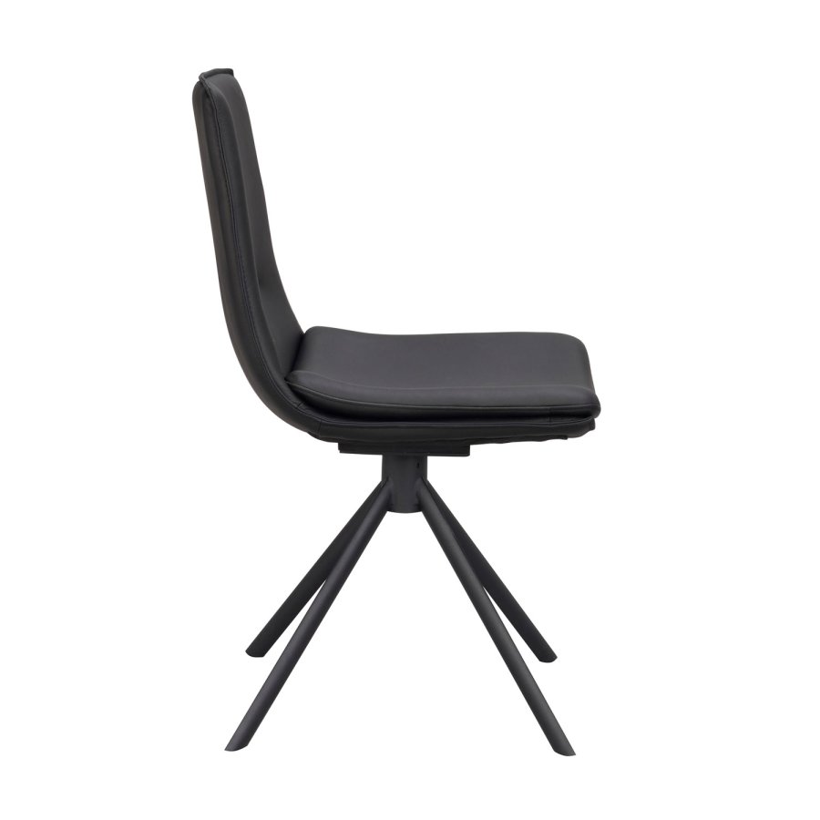 ROWICO Lowell spisebordsstol, m. drejefod - sort lder og sort metal