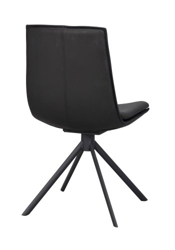 ROWICO Lowell spisebordsstol, m. drejefod - sort lder og sort metal