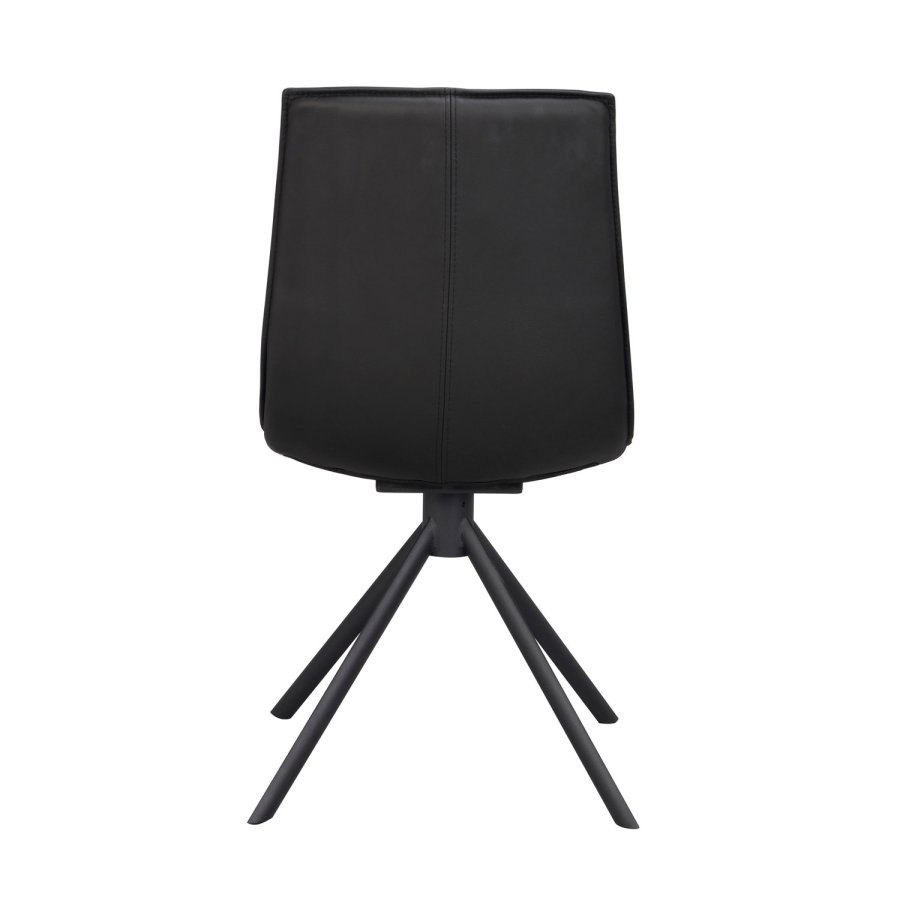 ROWICO Lowell spisebordsstol, m. drejefod - sort lder og sort metal