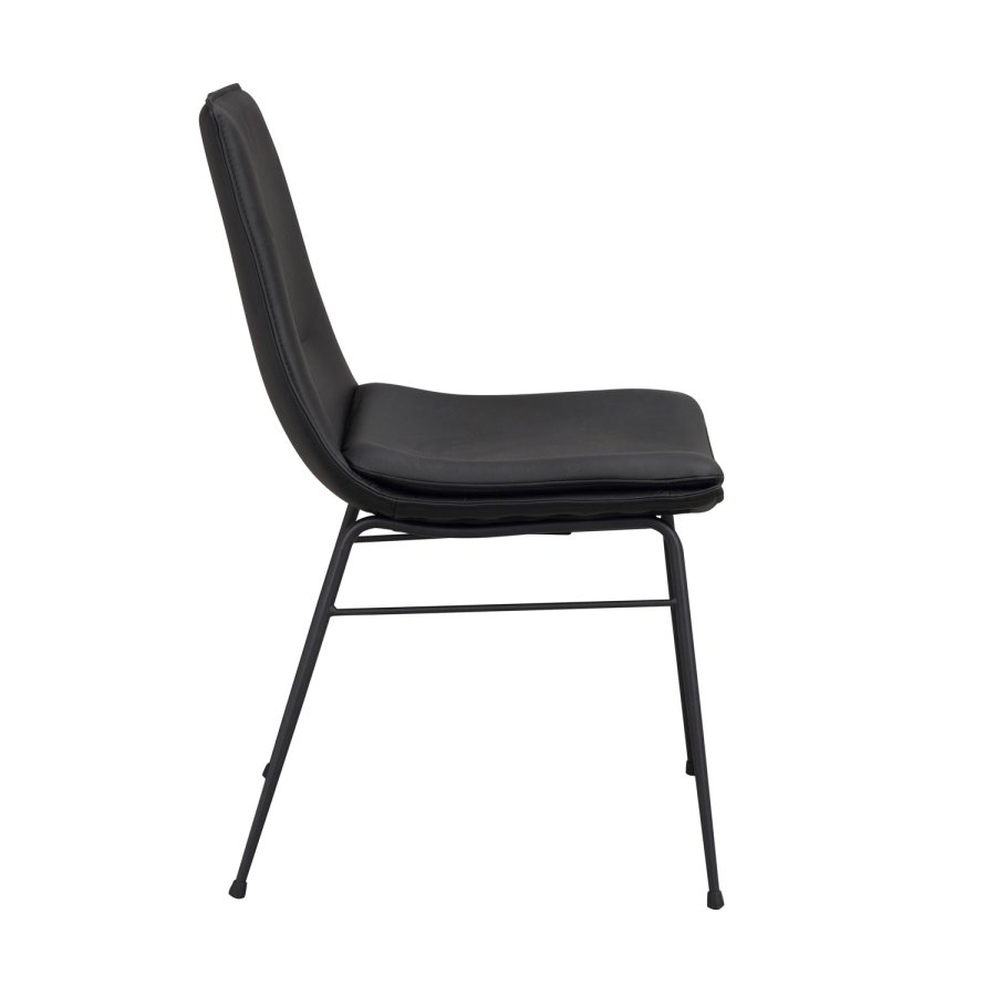 ROWICO Lowell spisebordsstol - sort lder og sort metal