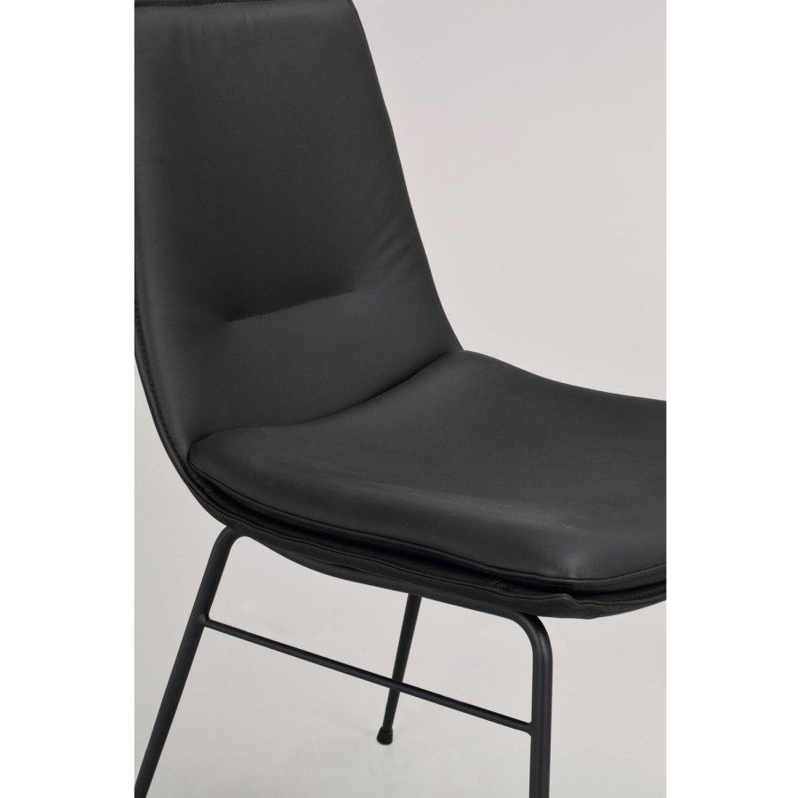 ROWICO Lowell spisebordsstol - sort lder og sort metal